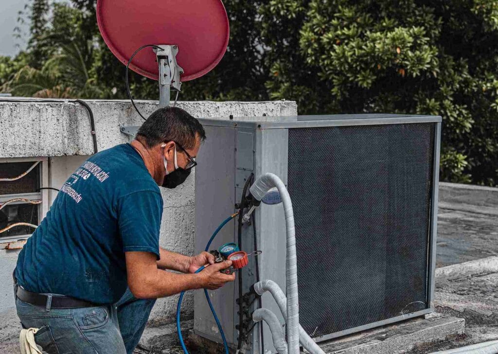 HVAC maintenance work site