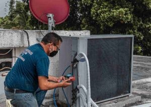 HVAC maintenance work site